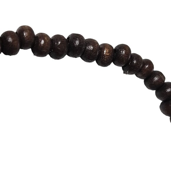 Boho Handmade Wood Bead Stretch Bracelets Set of 2 Natural Fashion Jewelry Women - Picture 3 of 4